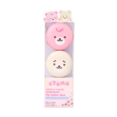The Crme Shop Boba Bears Moisturizing Macaron Lip Balm Duo | Korean Lip Balm with Hyaluronic Acid and Murumuru Butter | Stocking Stuffers (Pack of 2)