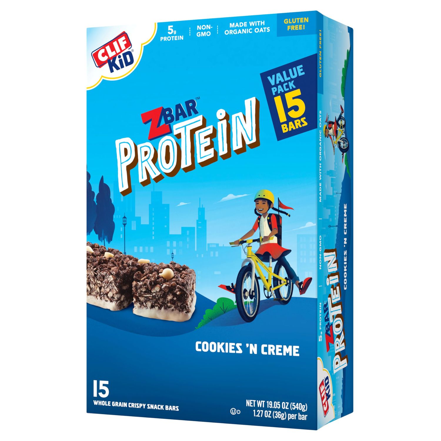 Zbar Protein - Cookies &#39;n Creme - Crispy Snack Bars - Made with Organic Oats - Non-GMO - 5g Protein - Gluten Free Protein Bars (15 Pack)