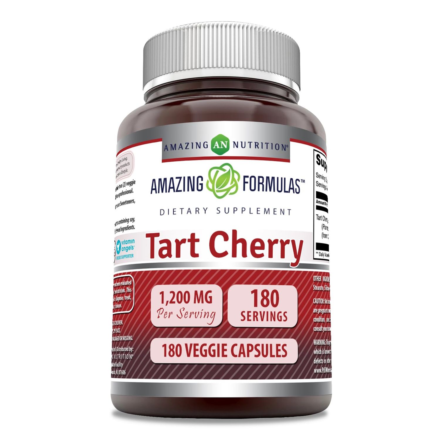 Amazing Formulas Tart Cherry 1200 MgPer Serving | 180 Veggie Capsules Supplement | Non-GMO | Gluten Free | Made in USA
