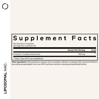 Codeage Liposomal NAC Supplement - N-Acetyl L-Cysteine Amino Acid - 2 Month Supply - Free-Form NAC - Phospholipid Complex - Vegan, Non-GMO, Gluten-Free, Dairy-Free - 120 Capsules