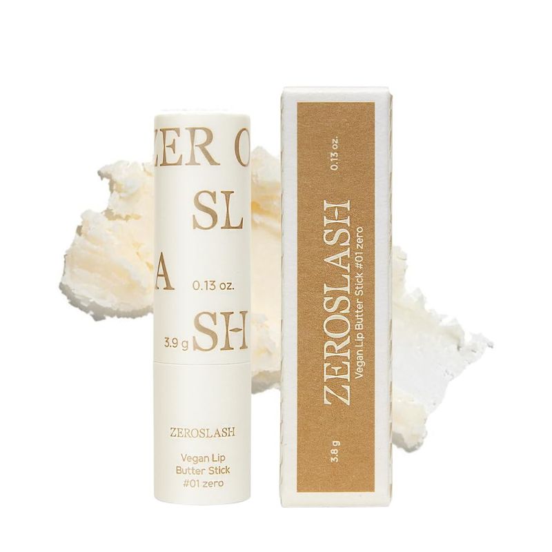 Zeroslash Vegan Lip Butter Stick with Shea Butter &amp; Squalane 0.13oz - Hydrating Lip Balm for Dry, Chapped Lips | Plant-Based Lip Care with 6 Natural Oils | Overnight Lip Mask | Korean Lip Balm