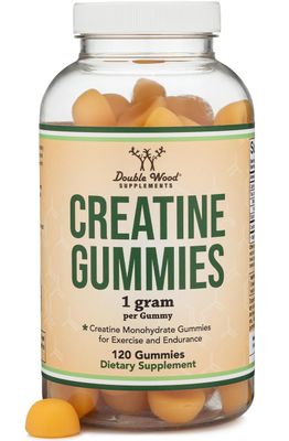 Double Wood Supplements Creatine Gummies (1 Gram of Genuine Creatine Monohydrate Per Gummy, 120 Count) Third Party Tested, Muscle Strength and Recovery for Men and Women
