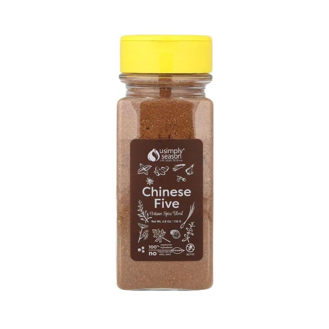 USimplySeason Chinese Five Spice (4.8 oz) - Diverse Asian Flavor Profile for Culinary Delights, Ideal for Marinades, Rubs, Baking - No-Salt, Vegan, Non-GMO, Made in USA