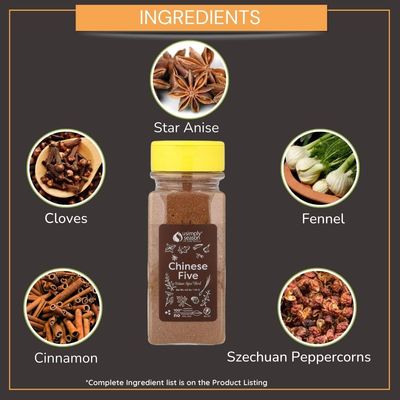 USimplySeason Chinese Five Spice (4.8 oz) - Diverse Asian Flavor Profile for Culinary Delights, Ideal for Marinades, Rubs, Baking - No-Salt, Vegan, Non-GMO, Made in USA