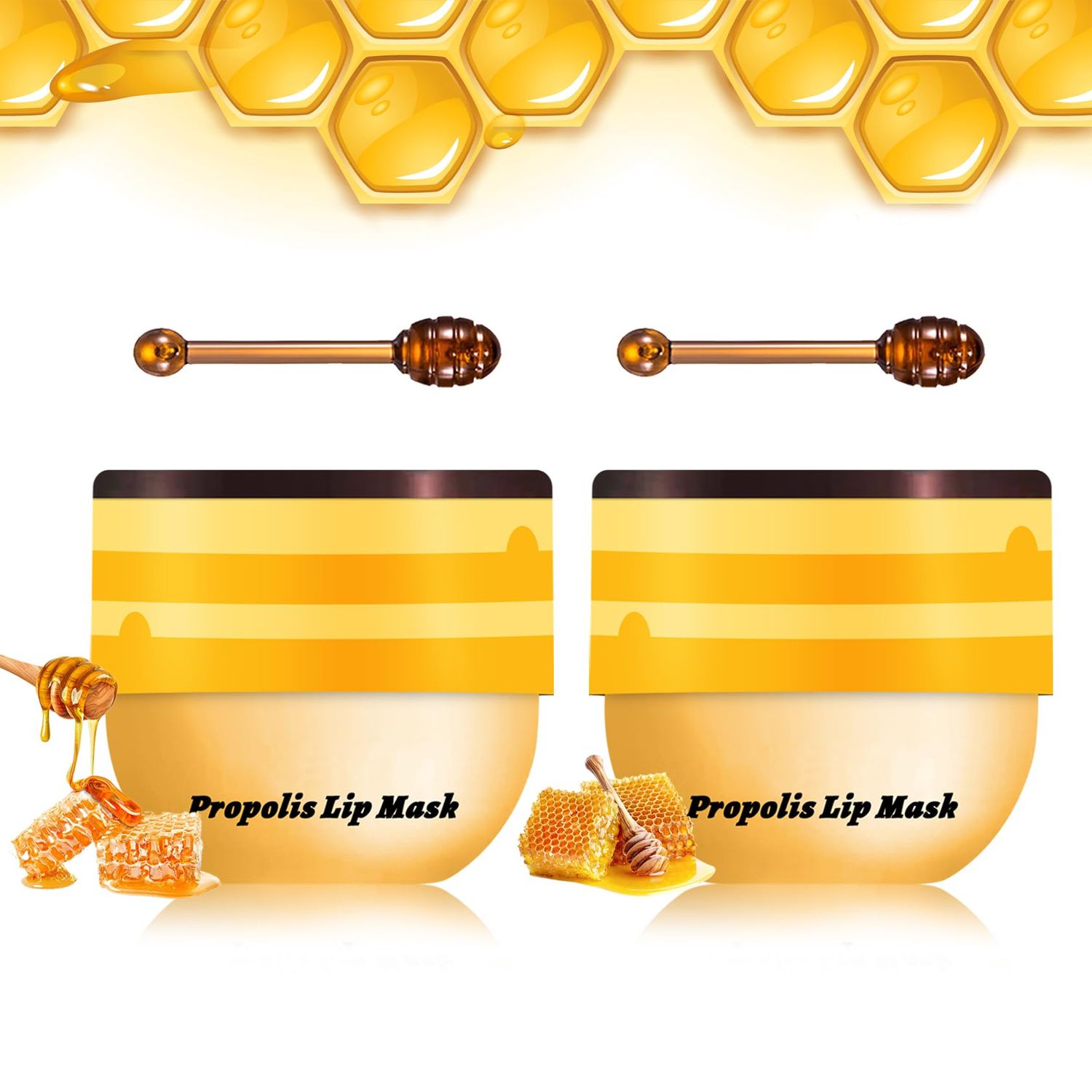 NVLEPTAP 2PCS Bee Lip Balm Honey Pot Honey Lip Balm Moisturizing Honey Lip Mask Lip Care Products Lip Balm with Wand