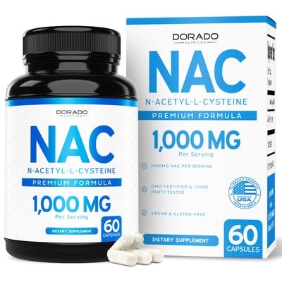 NAC Supplement (60 Capsules, 1000mg Per Serving) Premium NAC Supplement N-Acetyl Cysteine Capsules for Men and Women for Immune Support - Vegan Safe, Third Party Tested - Non GMO &amp; USA Made