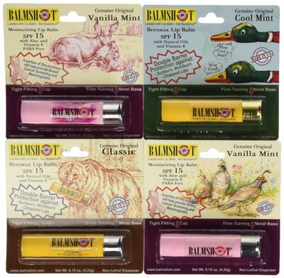 BALMSHOT Lip Balm - Multipack of four (4) BALMSHOT SPF 15 Lip Balms