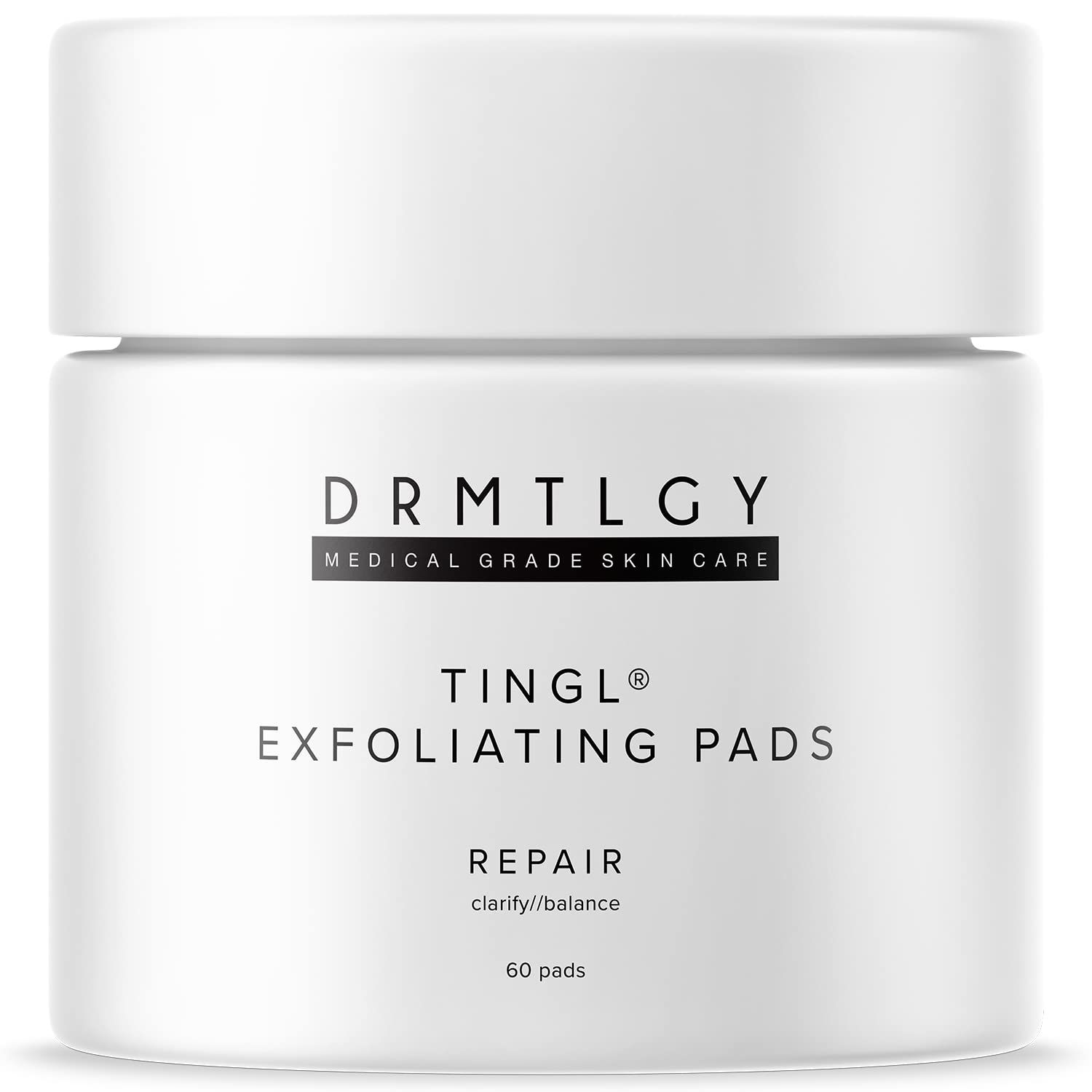 DRMTLGY Tingl Exfoliating Face &amp; Body Pads - Glycolic, Lactic &amp; Salicylic Acid for Acne, Pores, Blackheads &amp; Wrinkles - AHA BHA Toner Pads for Oily Skin, Anti-Aging, FSA/HSA Eligible - 60 Count