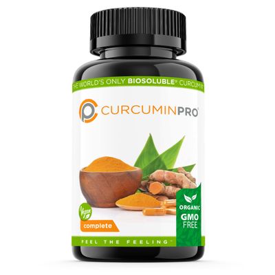 CurcuminPro Complete Vegan | BioSoluble Brown Rice Protein &amp; Organic Turmeric Curcumin Supplement | Plant-Based Formula for Daily Wellness | 60 Count