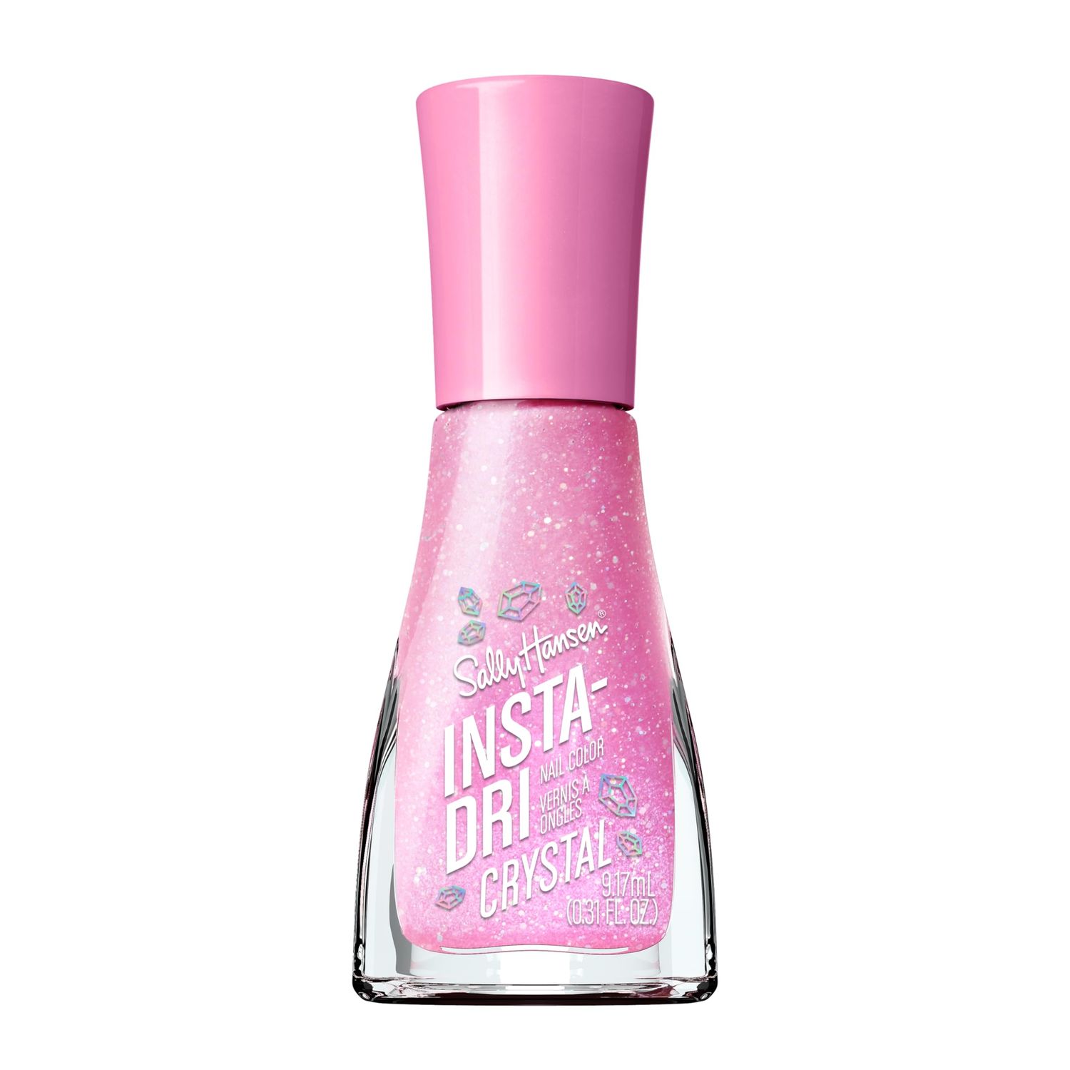 Sally Hansen Insta-Dri Crystal, Quartz Queen, Quick Dry, Long Lasting, Opaque, Metallic Pink Nail Polish