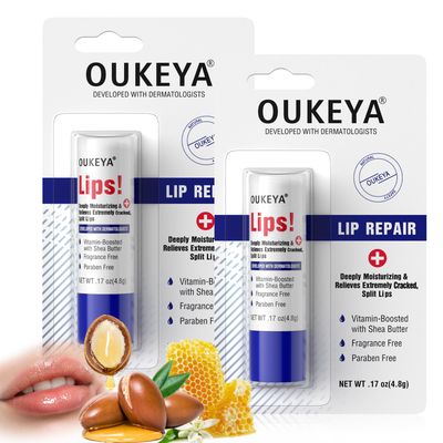 2PCS, Medicated Lip Balm Hydrating w/Petrolatum, Shea Butter, Beeswax, 100 Natural Ingredients, Organic Lip Butter Balm &amp; Moisturizers Lip Repair For Dry Cracked Lips Overnight Lip Treatment