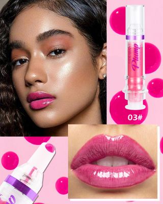 Spicy Lip Plumping Booster,Plumping Lip Oil with Chili Extract,High-Shine Fuller Lips,Hydrating Pink Lip Goloss,Plump and Pout Lip Plumper Lipstick,Valentine's Day Makeup Gift for Women Girl-03