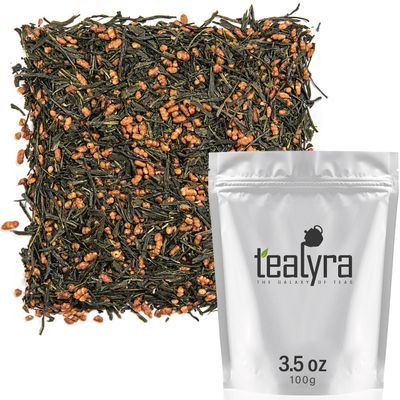 Tealyra - Gen Mai Cha Supreme - Japanese Loose Leaf Tea - Genmaicha Green Tea with Brown Roasted Rice - Caffeine Level Low - 100g (3.5-ounce)