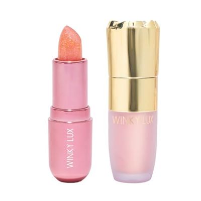 Winky Lux Pink Opal pH Lip Balm &amp; Liquid Highlighter Duo - Color-Changing Lip Balm and Radiant Highlighter, Jojoba Oil &amp; Ceramides, Subtle Vanilla Scent, Vegan, Cruelty-Free