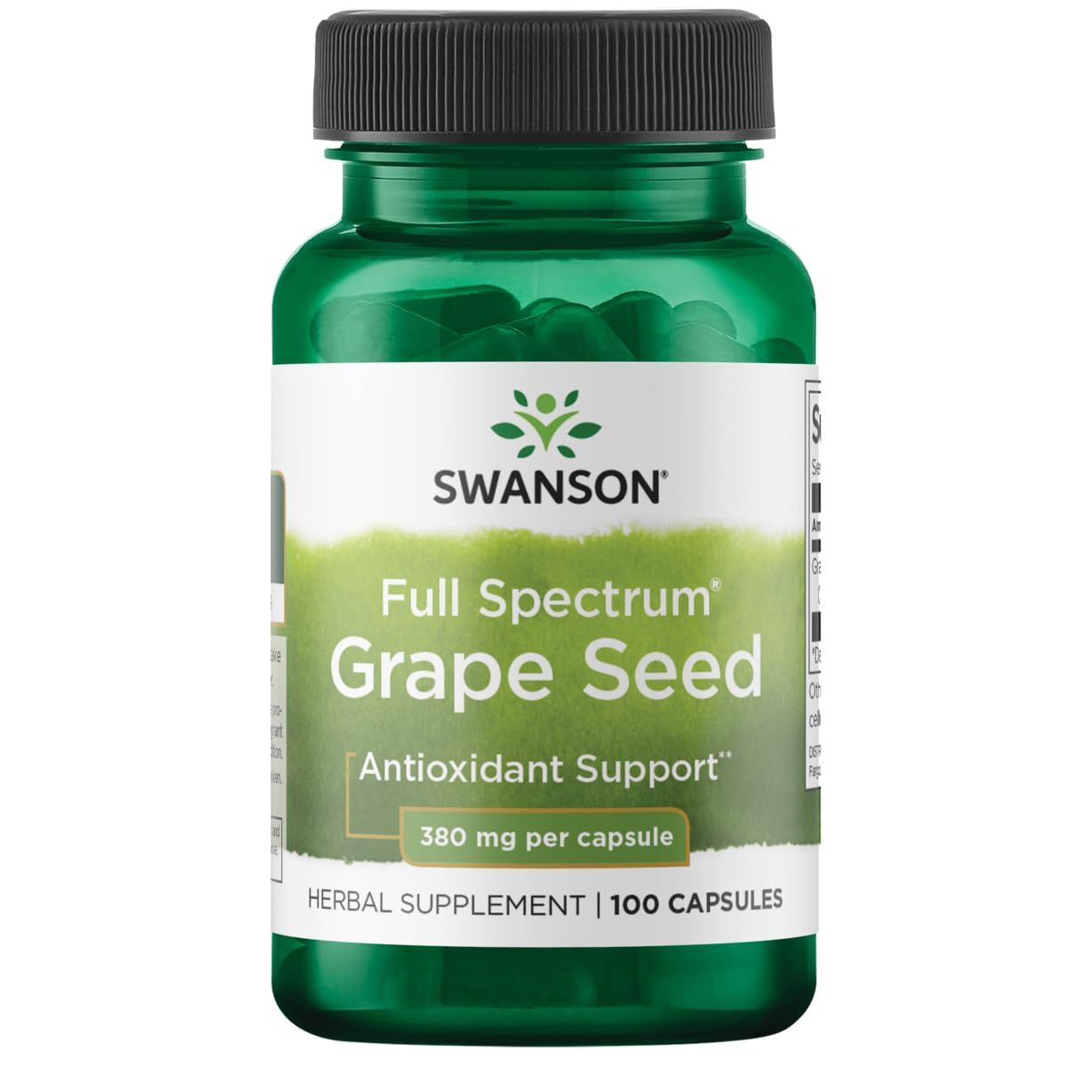 Swanson Grape Seed Heart Antioxidant Free Radicals Healthy Blood Pressure Support Polyphenols OPCS (Oligomeric Proanthocyanidins) Herbal Supplement 380 mg 100 Capsules