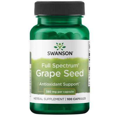 Swanson Grape Seed Heart Antioxidant Free Radicals Healthy Blood Pressure Support Polyphenols OPCS (Oligomeric Proanthocyanidins) Herbal Supplement 380 mg 100 Capsules