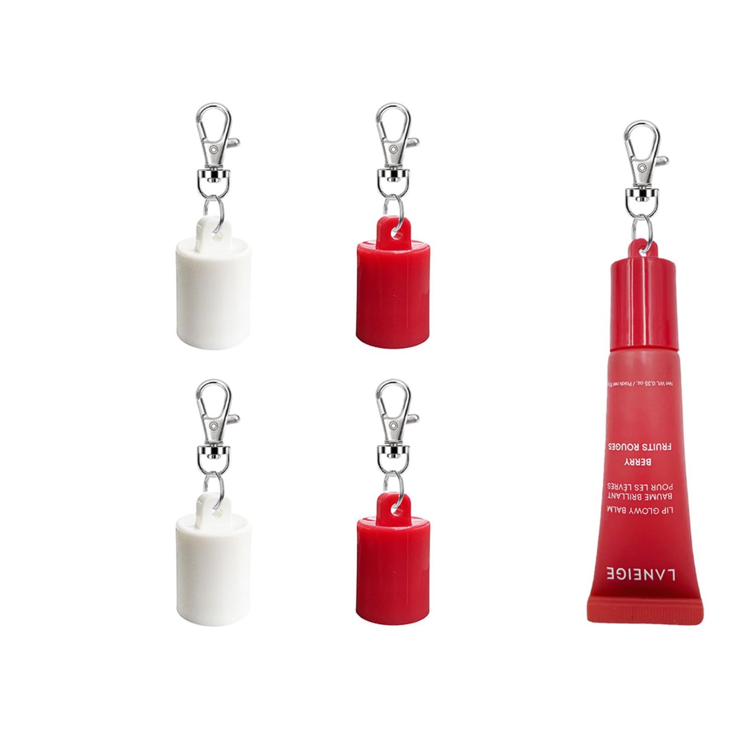 4 PSC Keychain Cap Compatible with LANEIGE 0.35oz Lip Balm, Portable Holder Keychain Cap For LANEIGE 0.35oz Lip Repair Tubes