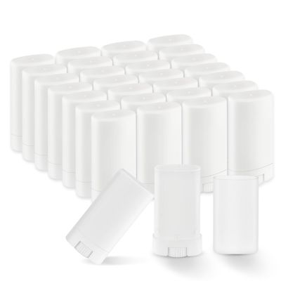 BOSMIOW 30 Pieces 15g/0.5oz White Oval Plastic Lip Balm Tubes,Empty Deodorant Bottles,Twist-Up Chap Stick Storage Containers for DIY Homemade Sunscreen Bar,Moisturizing Stick,Crayon
