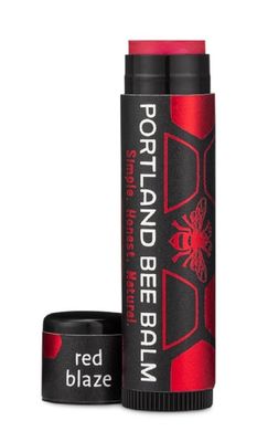 Portland Bee Balm All Natural Handmade Tinted Shimmer Beeswax Based Lip Balm, Red Blaze 1 Count