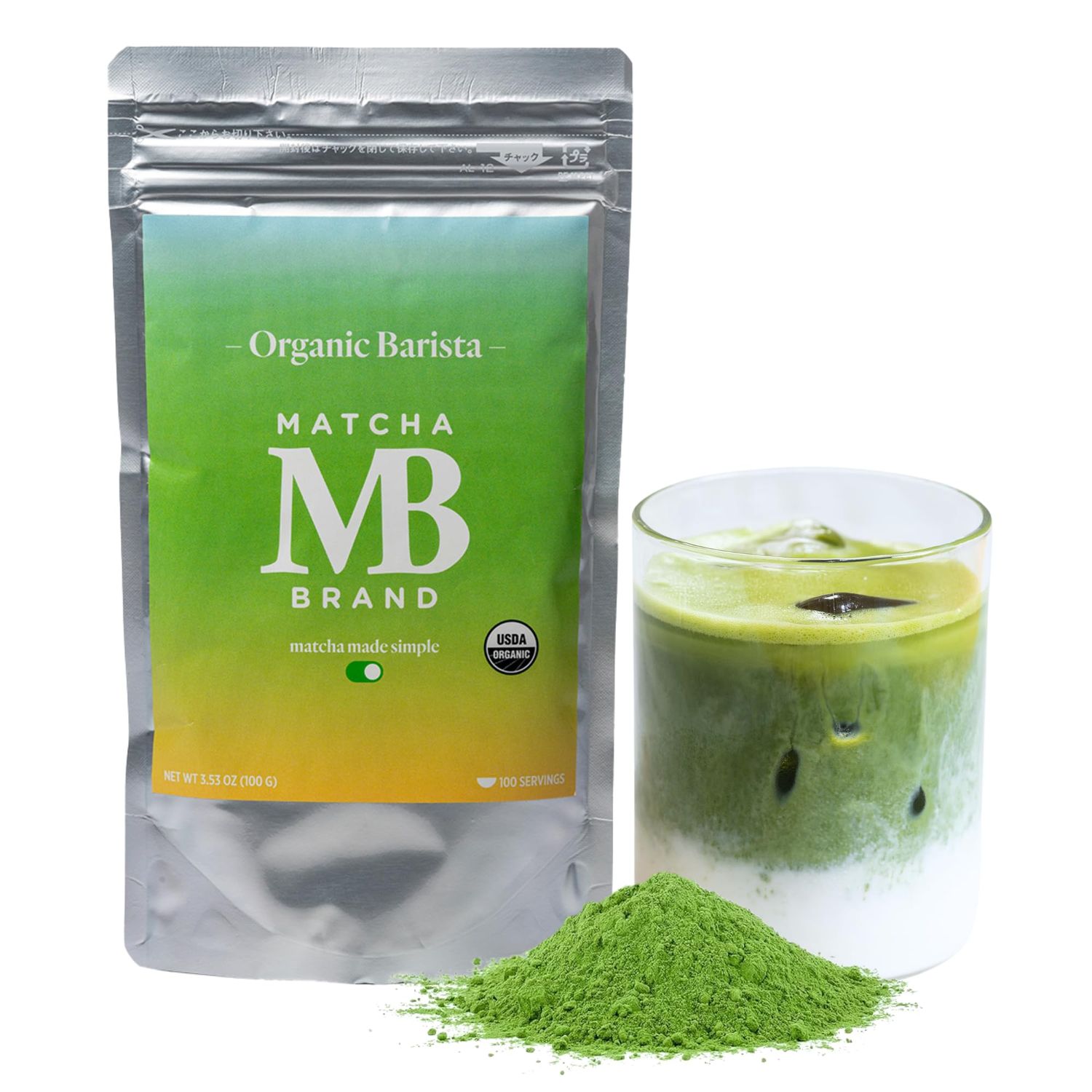Matcha Brand Barista Grade Organic Matcha Powder - Crafted for Daily Cafe-Quality Tea &amp; Lattes - Authentic Japanese Green Tea Powder - 100g Pouch