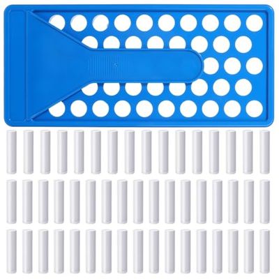 Megitzuu Lip Balm Crafting Kit, 50 Pieces Empty Lipsticks Filling Tubes Mold Handmade Set Pallet with Scraper, Lip Balm Tubes with Filling Tray and Spatula for Women Girl Cosmetics Makeup, Blue