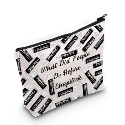 JXGZSO Chapstick Lover Gift What Did People Do Before Chapstick Cosmetic Bag Lip Pomade Pouch Bag Lip Themed Gifts (Chapstick bag)