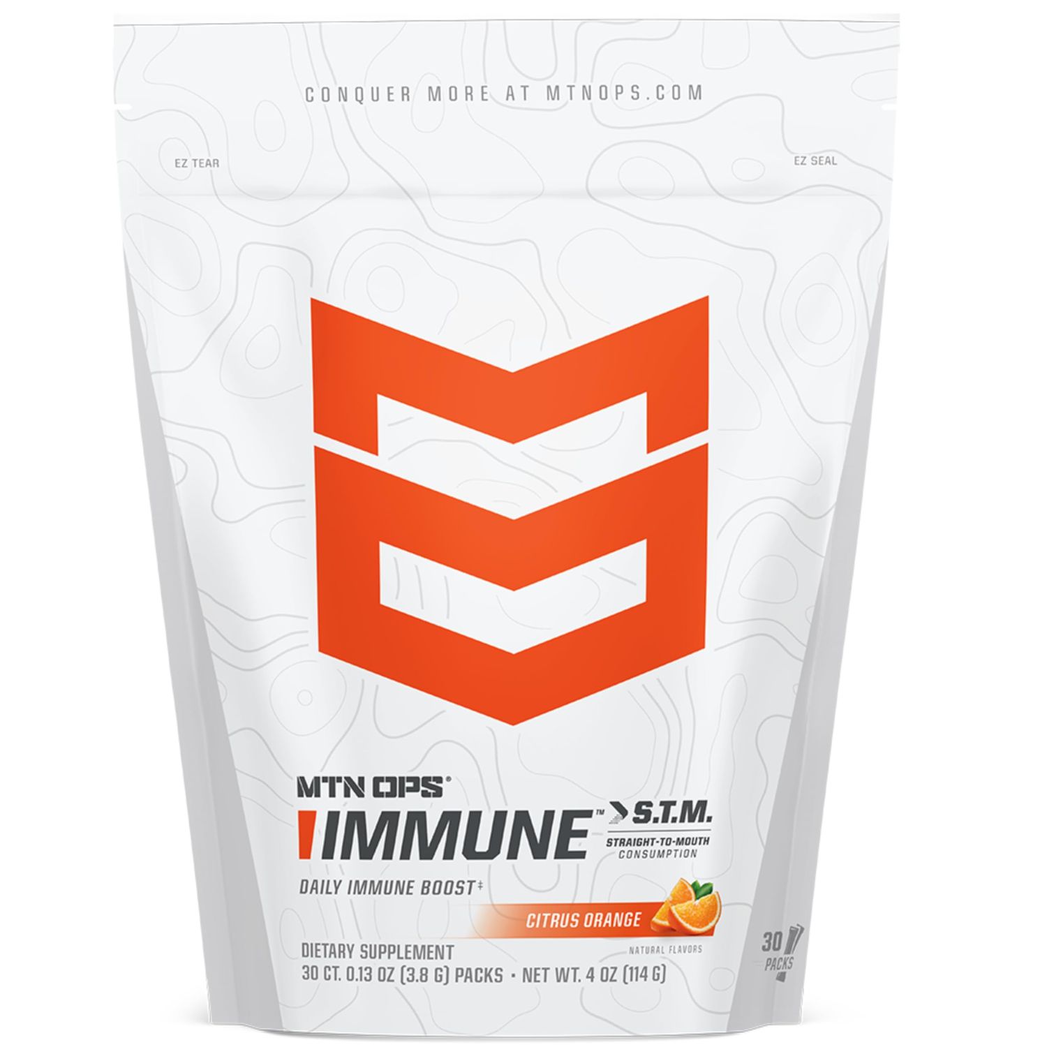 MTN OPS Daily STM Immune Booster - Citrus Orange Flavor, 30 Stick Pouch