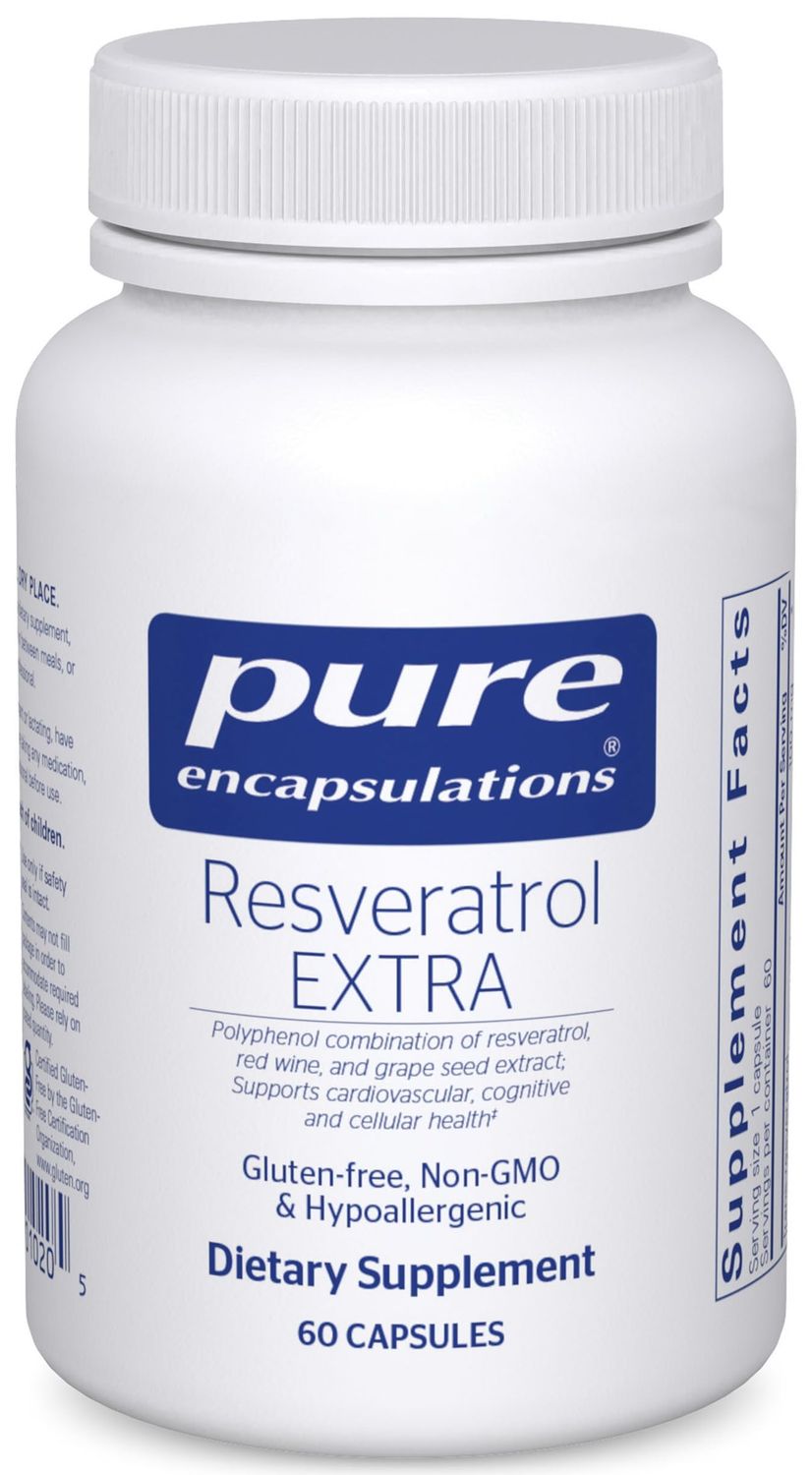 Pure Encapsulations Resveratrol EXTRA - 100 mg Trans-Resveratrol - For Healthy Cellular &amp; Cardiovascular Function - Antioxidants Supplement - Non-GMO &amp; Gluten Free - 60 Capsules