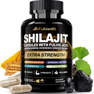 Fubienfit Shilajit Capsules - Premium Shilajit for Men - with Ashwagandha Ginseng and More Fulvic Acid for Men/Women - 120 Capsules