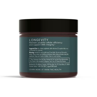 The Wellness Company Longevity | 60 Capsules (1 Month Supply) | with NR and Glutathione for Youthful Cellular Function | Non-GMO, Vegan, Gluten Free | for Optimal Energy Levels and Vitality