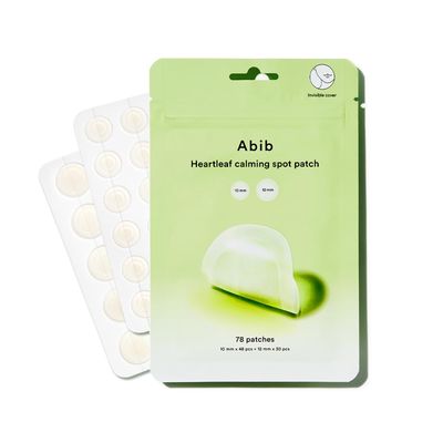 Abib Heartleaf Calming Spot Patch 2 Sizes 78 Patches, Waterproof Pimple Patches for Face, Invisible, Ultra-Adherent &amp; Fast-Soothing Zit Care (10mm48pcs / 12mm30pcs)