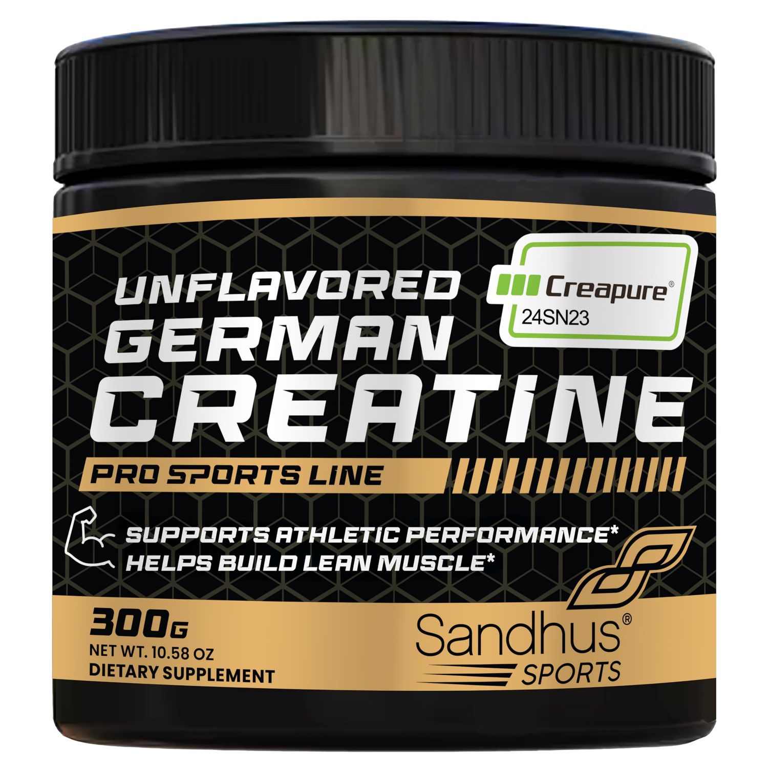 Sandhu&#39;s Creapure German Creatine Monohydrate Powder Supplements for Men &amp; Women, Unflavored, 60 Servings (Pack of 1), 10.58 Oz, Sport Supplement Supports Lean Muscle Building