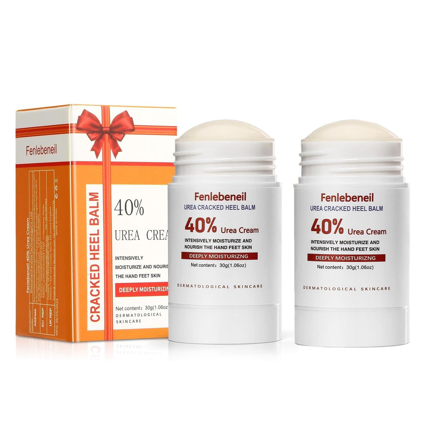 fenlebeneil 40 Urea Cream Cracked Heel Balm for Dry, Cracked Feet, Heals, Foot Hand Moisturizing 40 Percent Foot Urea Cream for Feet Maximum Strength 2Pack