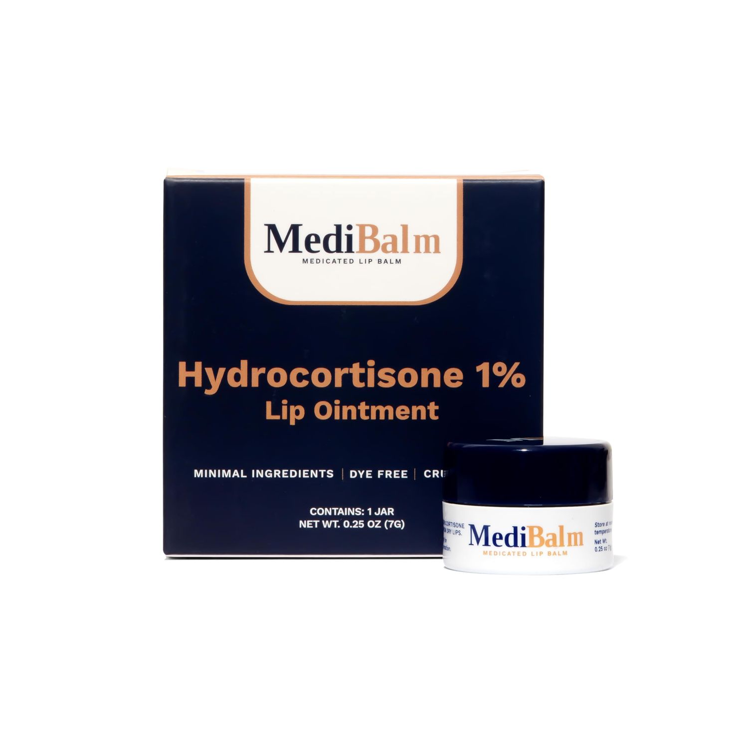 MediBalm 1 Hydrocortisone Lip Balm - Petrolatum-Free Relief for Chapped, Dry, or Irritated Lips due to Accutane, Isotretinoin associated Cheilitis, Weather Damage, and more - Unflavored