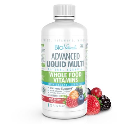 Bio Naturals Liquid Whole Food Multivitamin for Men &amp; Women with Over 100 Ingredients - Superfoods, Omegas, Organic Extracts - 100 Vegan - 32 oz