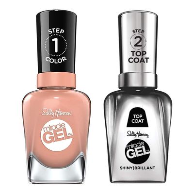 Sally Hansen Miracle Gel Nail Polish, Shade Frill Seeker 184 with Shiny Top Coat Duo Pack
