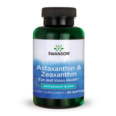Swanson Astaxanthin &amp; Zeaxanthin Eye Vision Brain Skin Health Antioxidant Support Supplement (Astaxanthin 4 mg &amp; OmniXan Zeaxanthin 4 mg) 60 Softgels Sgels