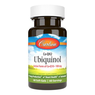 Carlson - Co-QH2 Ubiquinol, Active Form of Co-Q10-100 mg, Energy Production &amp; Heart Health, Antioxidant, 60 Softgels