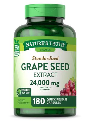 Nature&#39;s Truth Grape Seed Extract 24,000 mg | 180 Capsules | Standardized Supplement | Non-GMO &amp; Gluten Free Formula