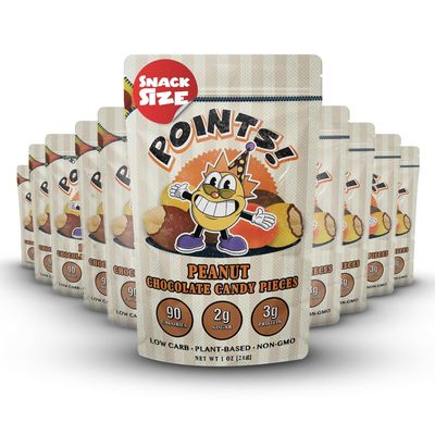 Points! Dark Chocolate Candy - Vegan Sugar Free Candy for Diabetics, Healthy Snacks for Adults &amp; Kids, Dye Free, Gluten Free, Low Carb (10 Pack, Peanut Chocolate)