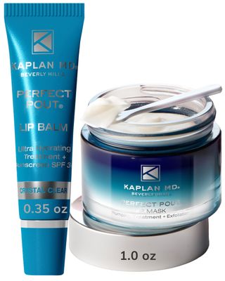 KAPLAN MD Perfect Pout Lip Mask &amp; SPF 30 Lip Balm Duo - Hydrating Treatment with Hyaluronic Acid - Lip Mask (1 oz) Crystal Clear Balm (0.35 oz)