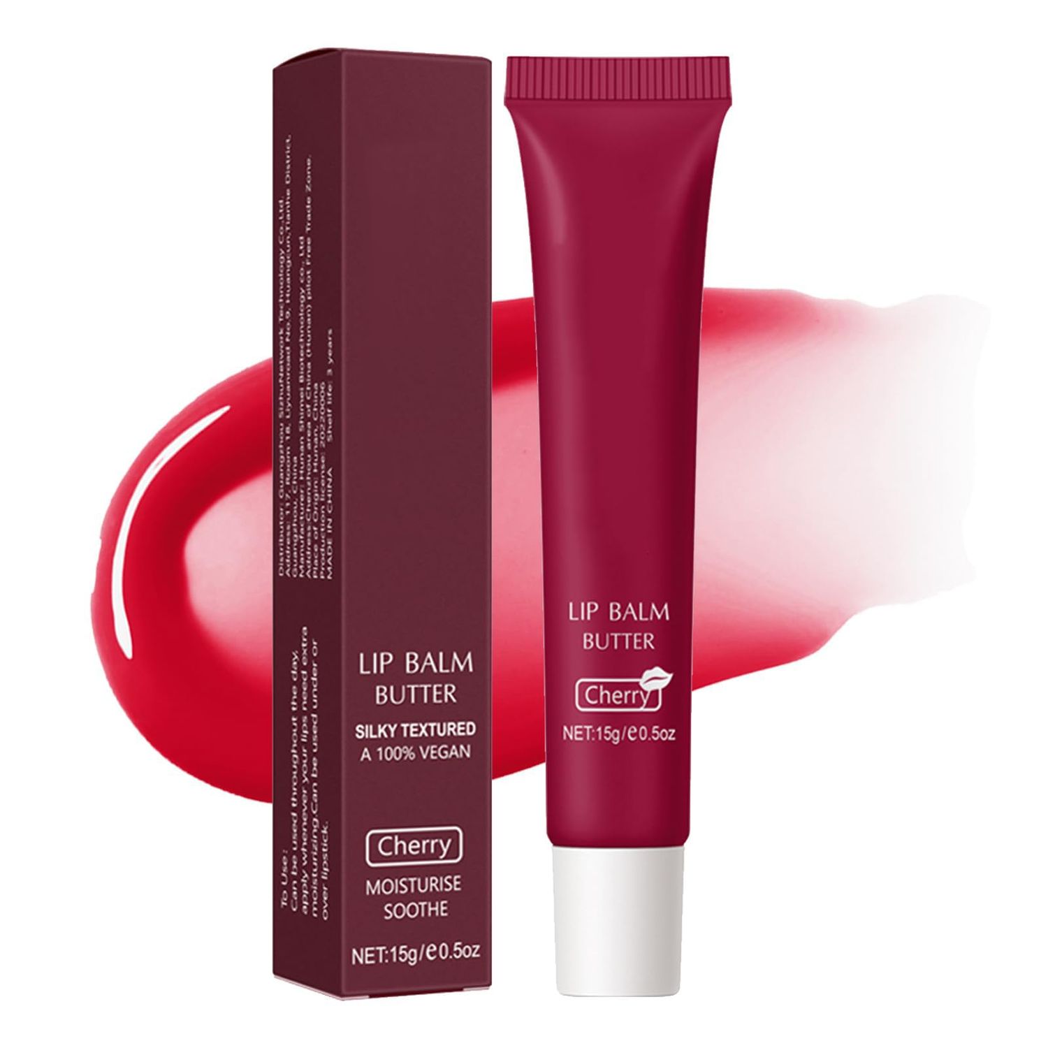 Lip Glowy Balm Butter Lip Balm Plumps Moisturizing Hydrating Lip Mask Repair Moisturizer Lips Care Lip Treatment for Dry Cracked Lip, Glossy Finish, Vegan Tinted Lip Balm Chapstick (5 Cherry)