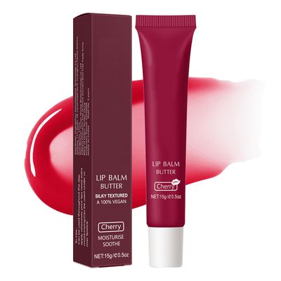 Lip Glowy Balm Butter Lip Balm Plumps Moisturizing Hydrating Lip Mask Repair Moisturizer Lips Care Lip Treatment for Dry Cracked Lip, Glossy Finish, Vegan Tinted Lip Balm Chapstick (5 Cherry)