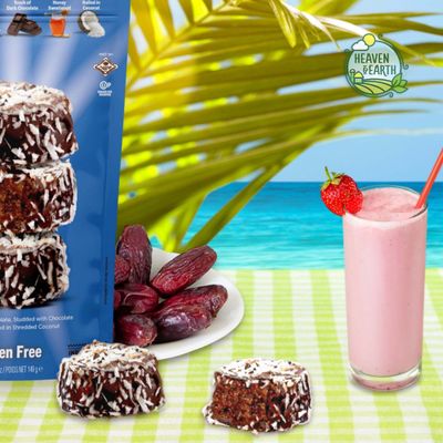Heaven & Earth Gluten Free Chocolate Covered Almond Butter Date Bite Truffles with Coconut Flakes 5.25oz (2 Pack) Dairy Free, All Natural, Individually Wrapped Date Snacks, Kosher for Passover and ...