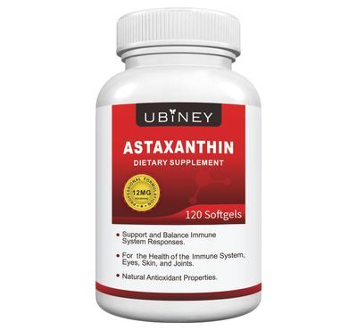 Ubiney Premium Astaxanthin Supplements 12mg Softgels 120 Servings, Supports Immune, Skin, Eye &amp; Joint Health-Non-GMO, Gluten-Free, Microalgae Extract Supplement