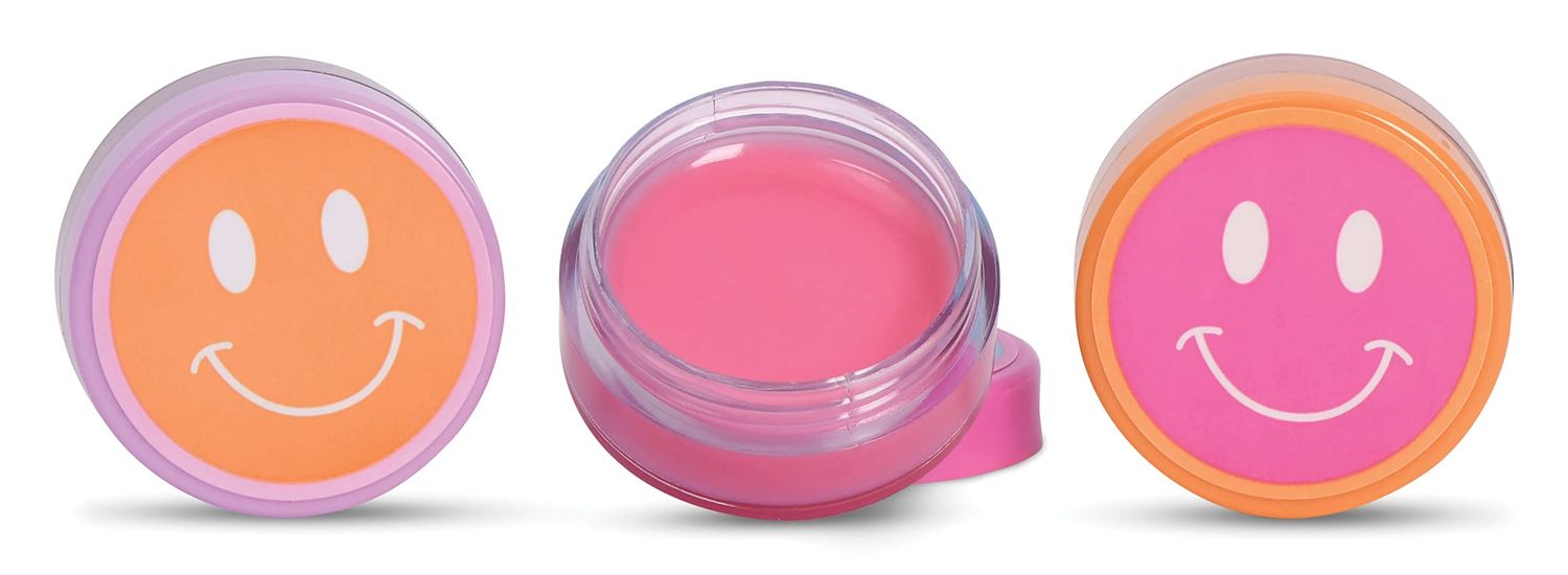 iscream Choose Happy Smiley Face Scented Classic Pot Style Set of 3 Lip Balms