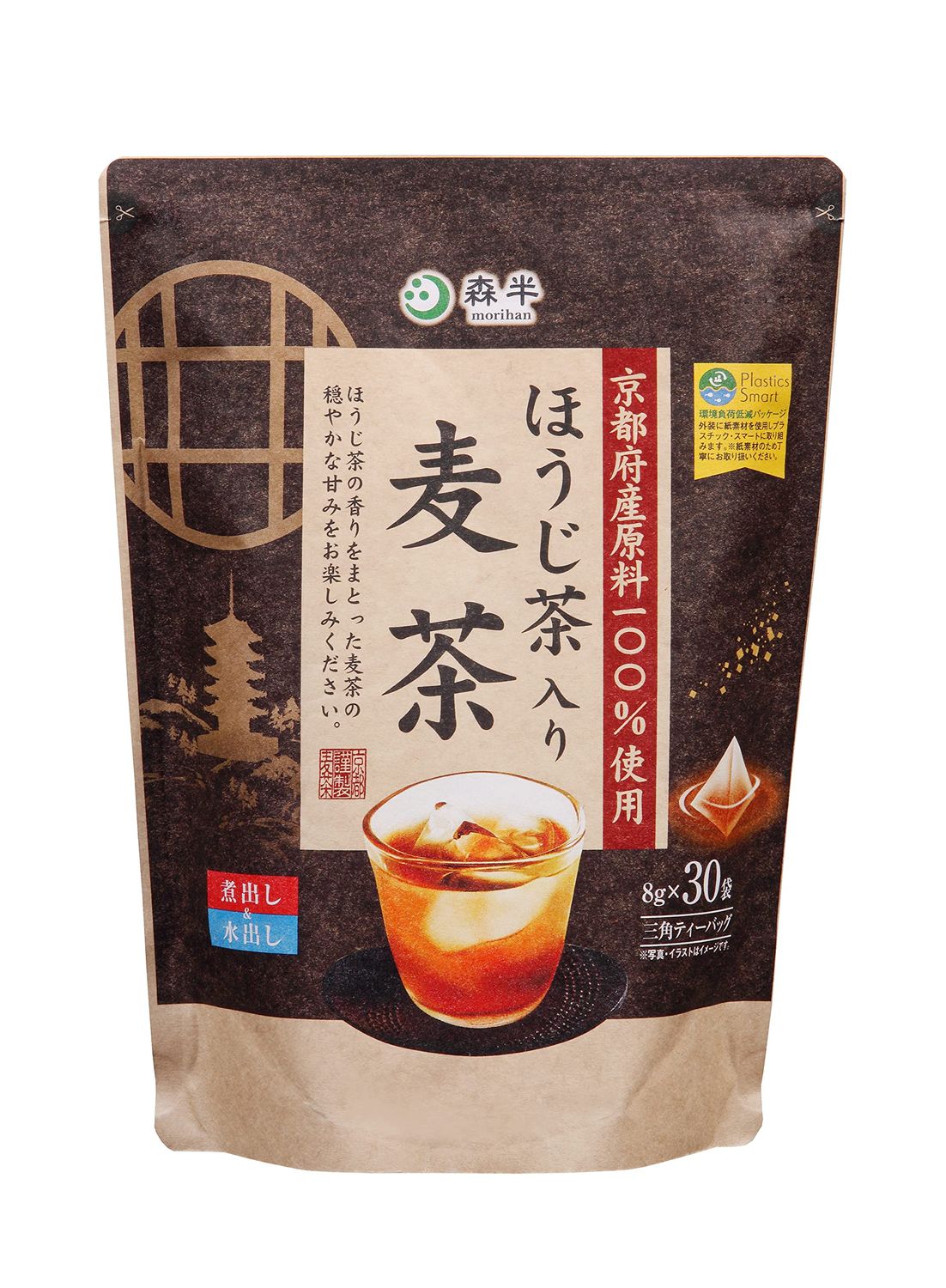Hojicha Barley Tea Teabag 30p - ALL RAW MATERIALS FROM KYOTO - 8.47oz (8g x 30p)