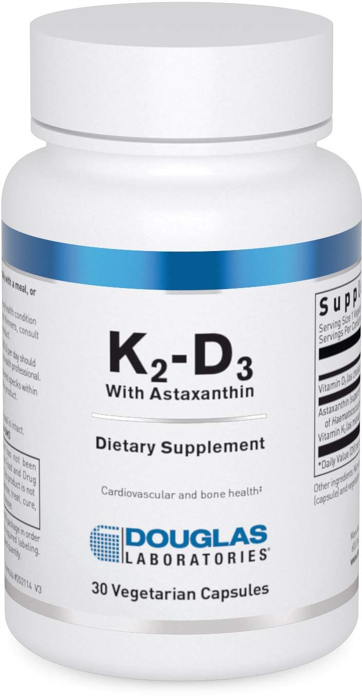 Douglas Laboratories K2-D3 with Astaxanthin - Antioxidant Support for Bones, Immune Function &amp; Vascular Health - With Menaquinone-7 &amp; D Vitamin - 30 Vegetarian Capsules