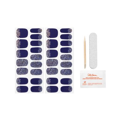 Sally Hansen Salon Effects Gel Nail Strips, Midnight Marine - Blue, Printed, No UV/LED Nail Lamps, Salon-Quality, Long Lasting, Easy to Apply &amp; Remove - Includes 1 Prep Pad, Nail File &amp; Wooden Stick