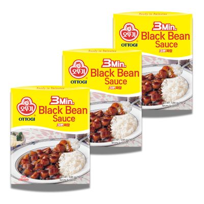 OTTOGI 3Min. Jja-Jang Sauce, Ready in 3 Minutes, Black Bean Sauce, 6.7oz x 3 Pack - Quick and Tasty Korean Meal, Kids Favorite, Convenient and Easy to Prepare